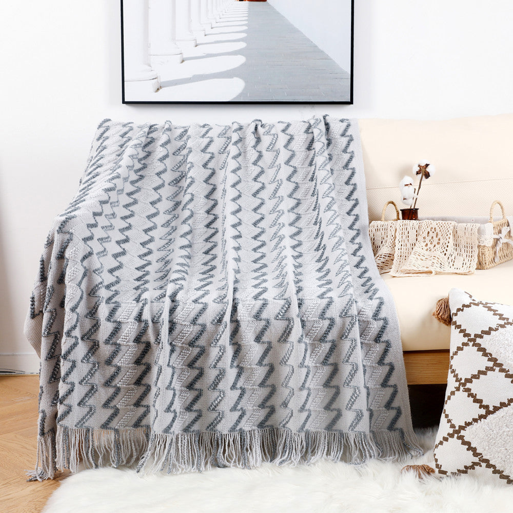 Couverture Décorative Motif Zigzag Polyvalente 4