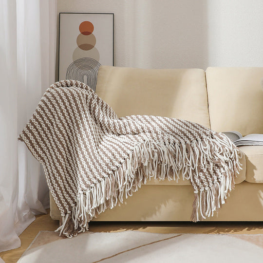 Couverture Décorative Rayée Polyvalente pour Intérieur 6