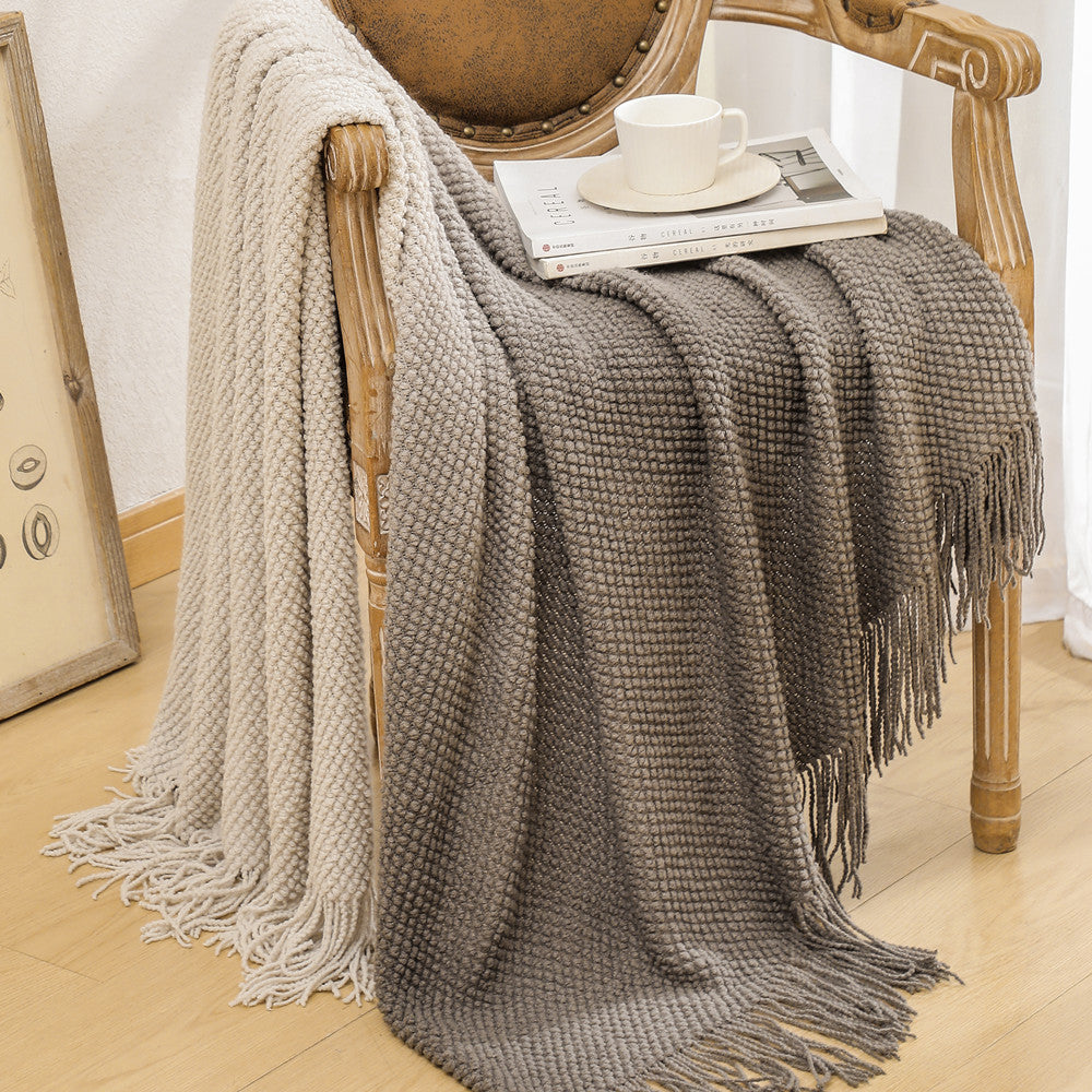 Couverture Texturée à Franges pour Femme Style Confort et Décoration 6
