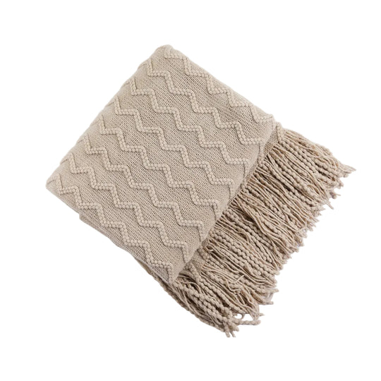 Couverture Tissée Texturée avec Franges pour Femme 0