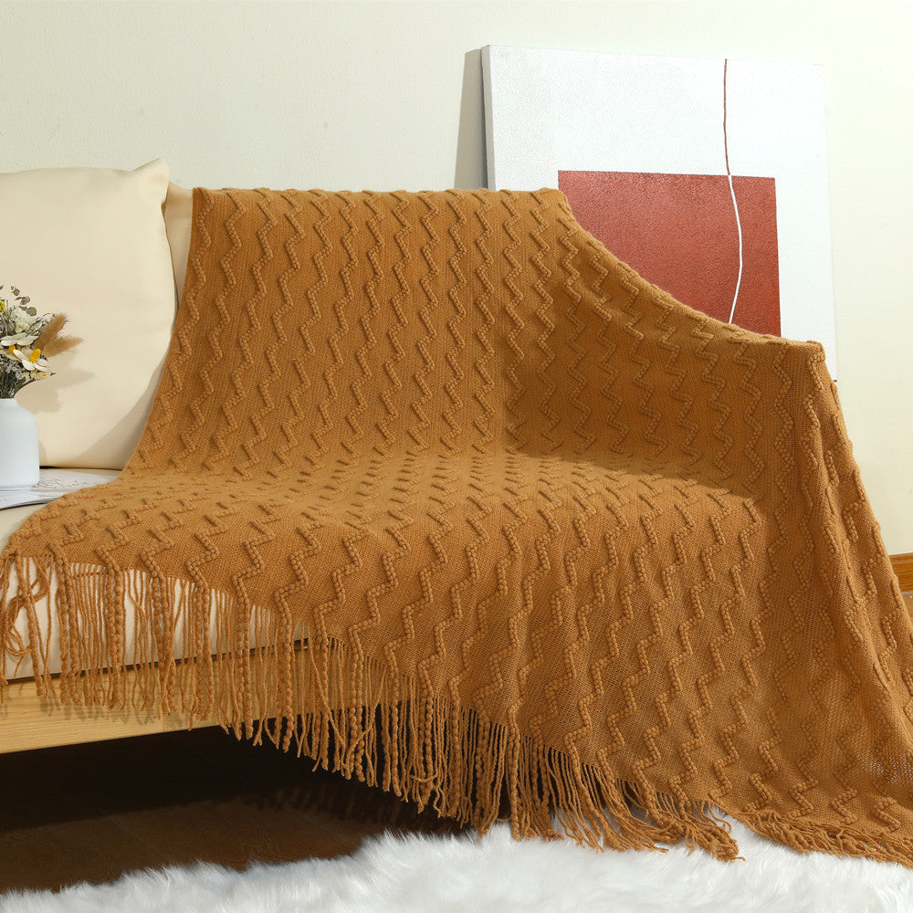 Couverture Tissée Texturée avec Franges pour Femme 2