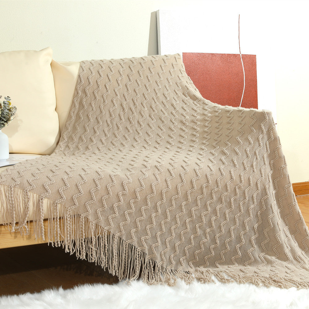 Couverture Tissée Texturée avec Franges pour Femme 4