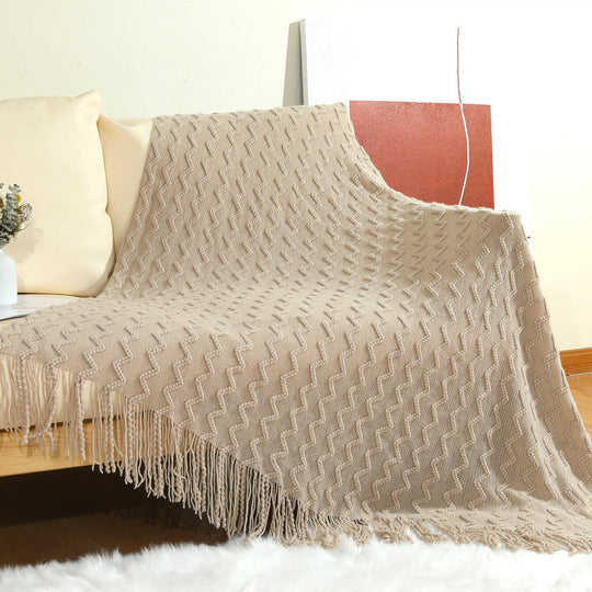 Couverture Tissée Texturée avec Franges pour Femme 4