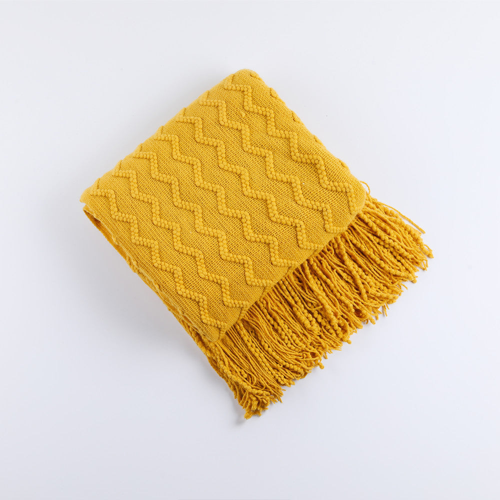 Couverture Tissée Texturée avec Franges pour Femme 6