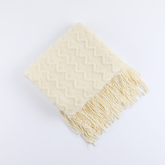 Couverture Tissée Texturée avec Franges pour Femme 7