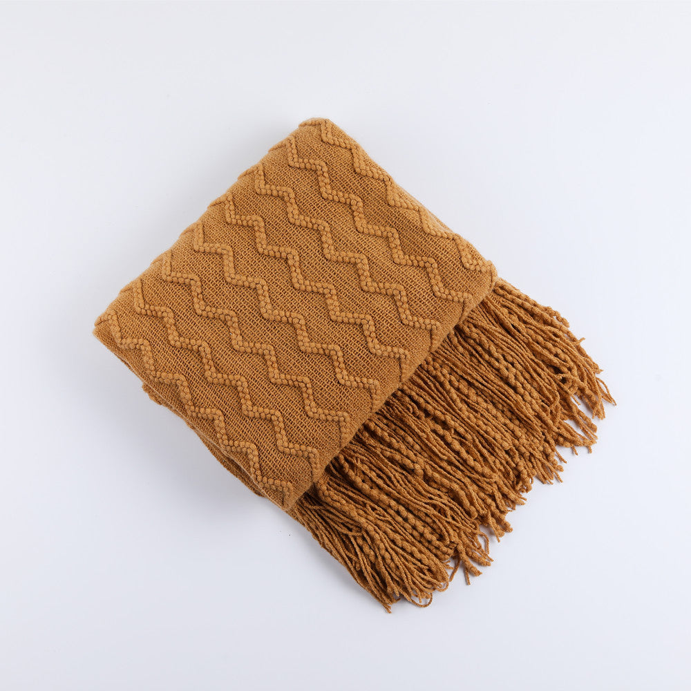 Couverture Tissée Texturée avec Franges pour Femme 8