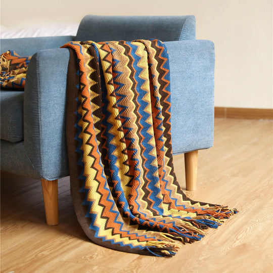 Couverture Tissée Zigzag Unisexe Style Moderne 0