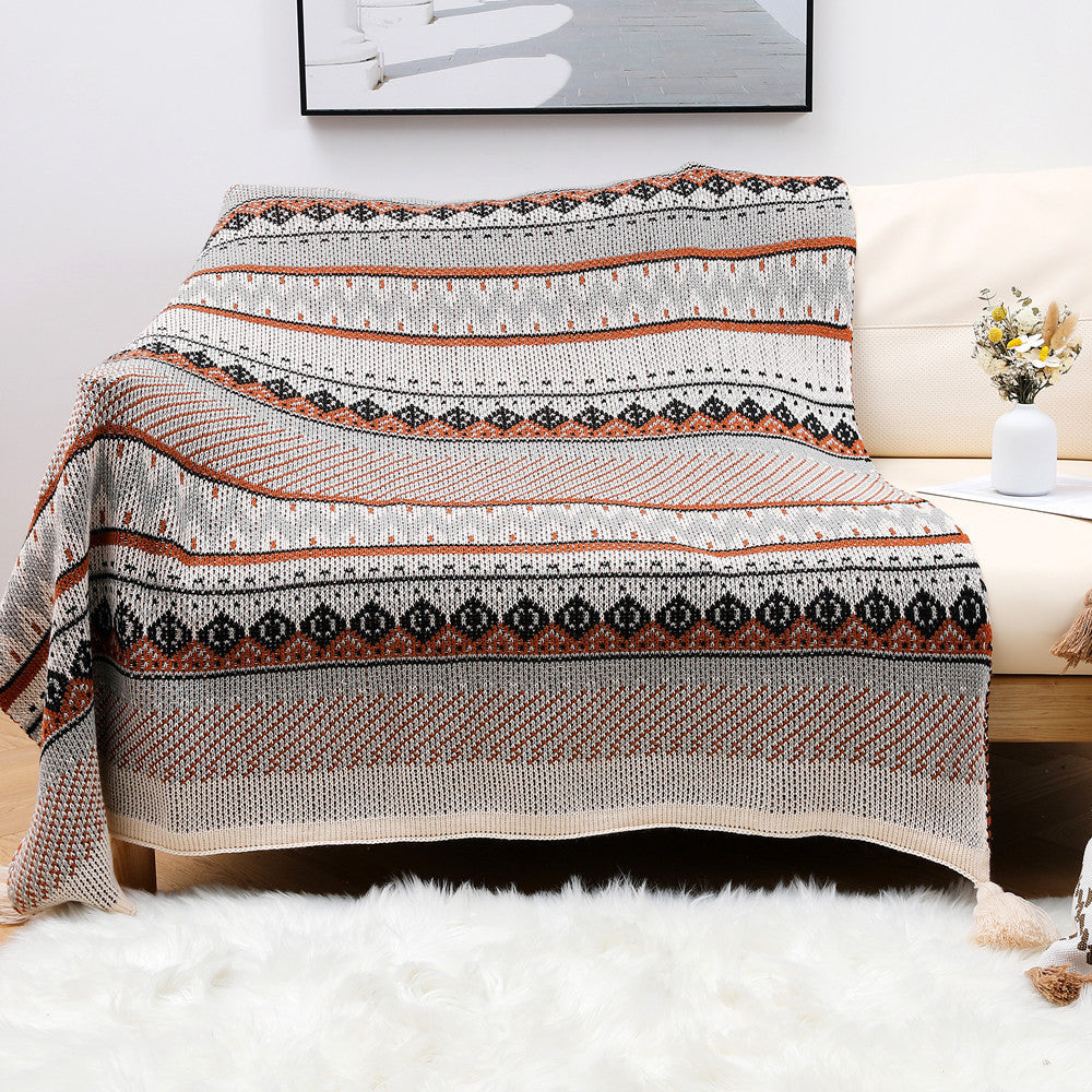 Couverture Tricotée à Motifs Aztèques pour Femme Style Bohème 6