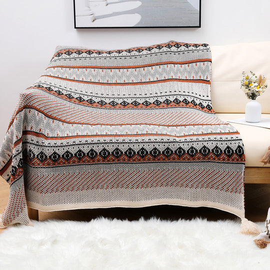 Couverture Tricotée à Motifs Aztèques pour Femme Style Bohème 6