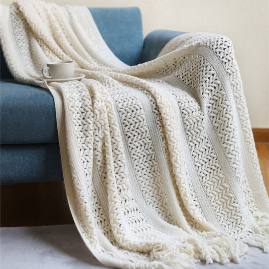 Couverture à franges pour femme style artisanal 9