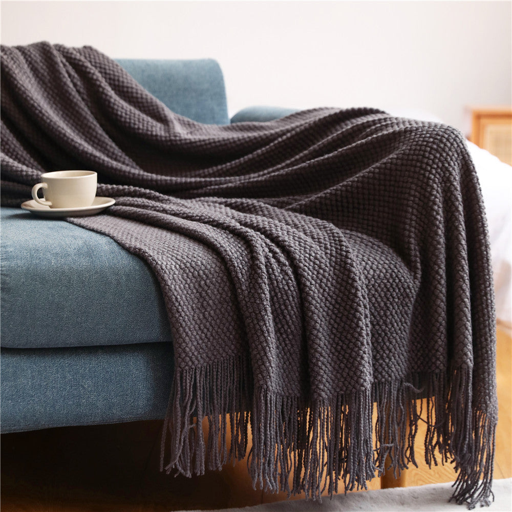 Couverture à franges texturée pour intérieur confortable 11