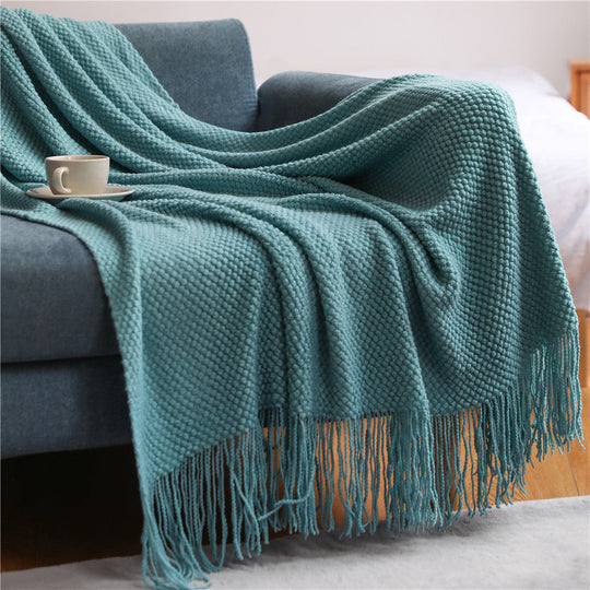 Couverture à franges texturée pour intérieur confortable 13