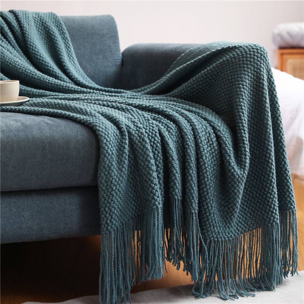 Couverture à franges texturée pour intérieur confortable 14