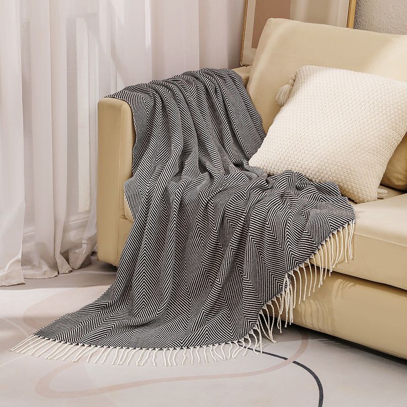 Couverture à motif chevrons pour femme style contemporain 12