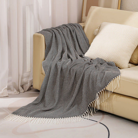 Couverture à motif chevrons pour femme style contemporain 12