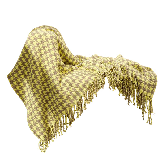 Couverture à motif pied-de-poule pour femme style classique 0