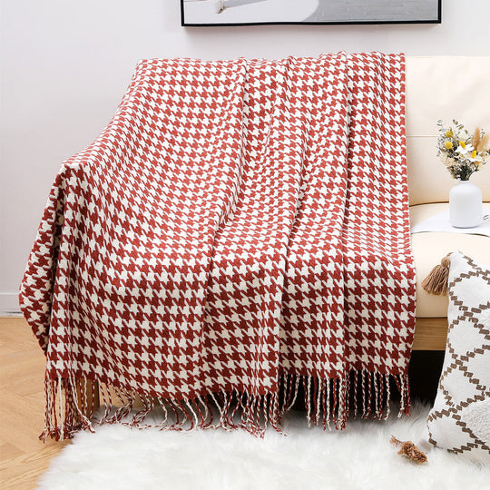 Couverture à motif pied-de-poule pour femme style classique 2