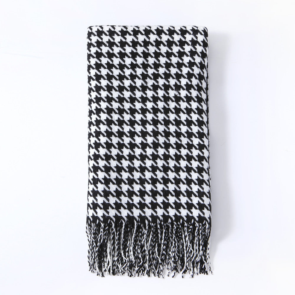Couverture à motif pied-de-poule pour femme style classique 7