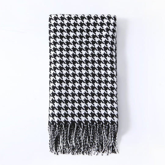 Couverture à motif pied-de-poule pour femme style classique 7