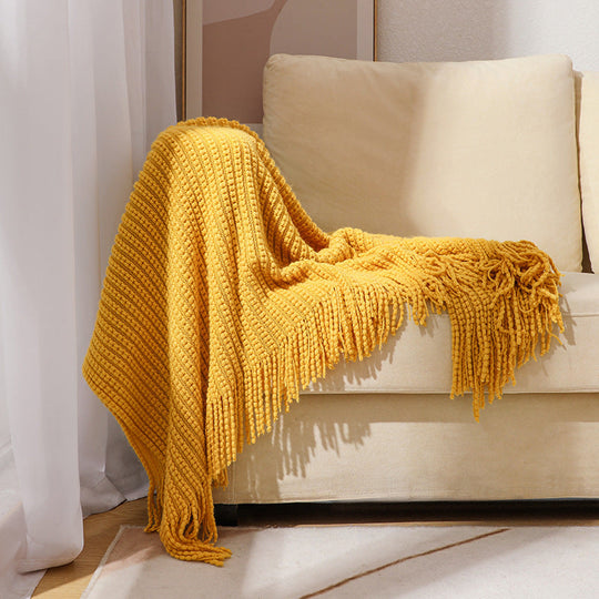 Couverture en tricot texturée à franges pour femme 10