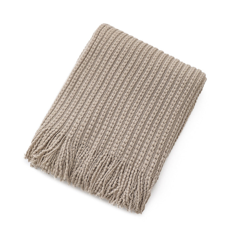 Couverture en tricot texturée à franges pour femme 4