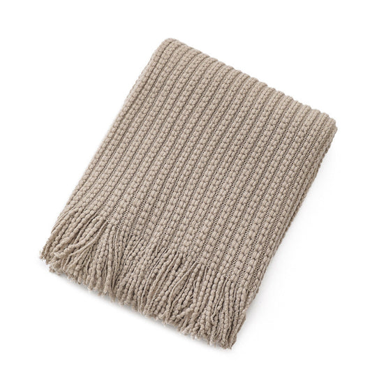 Couverture en tricot texturée à franges pour femme 4