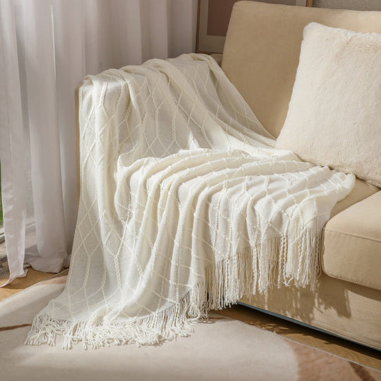 Couverture tissée texturée pour femme style contemporain 9