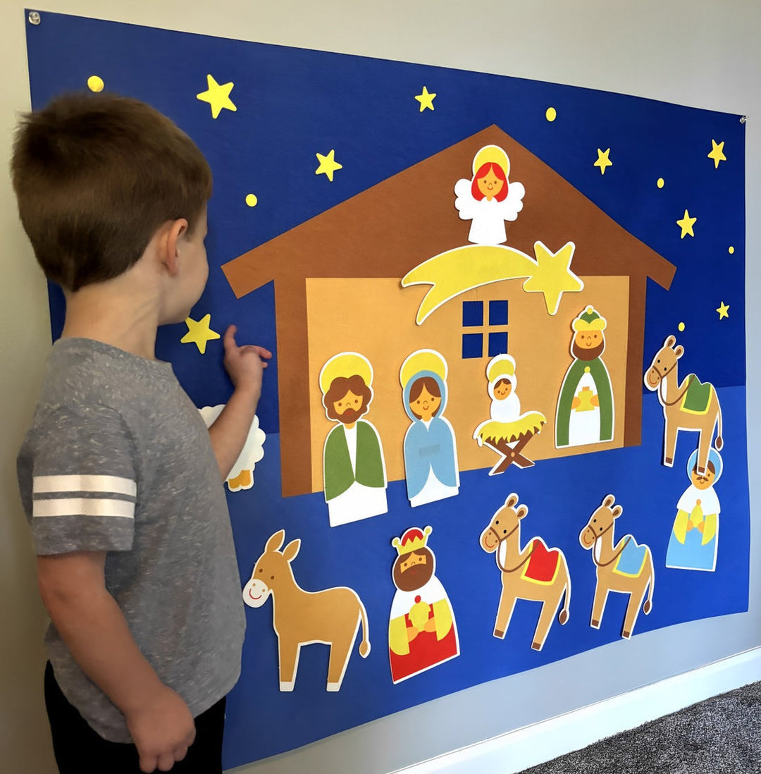 Crèche de Noël Interactive Feutrée pour Enfants 0