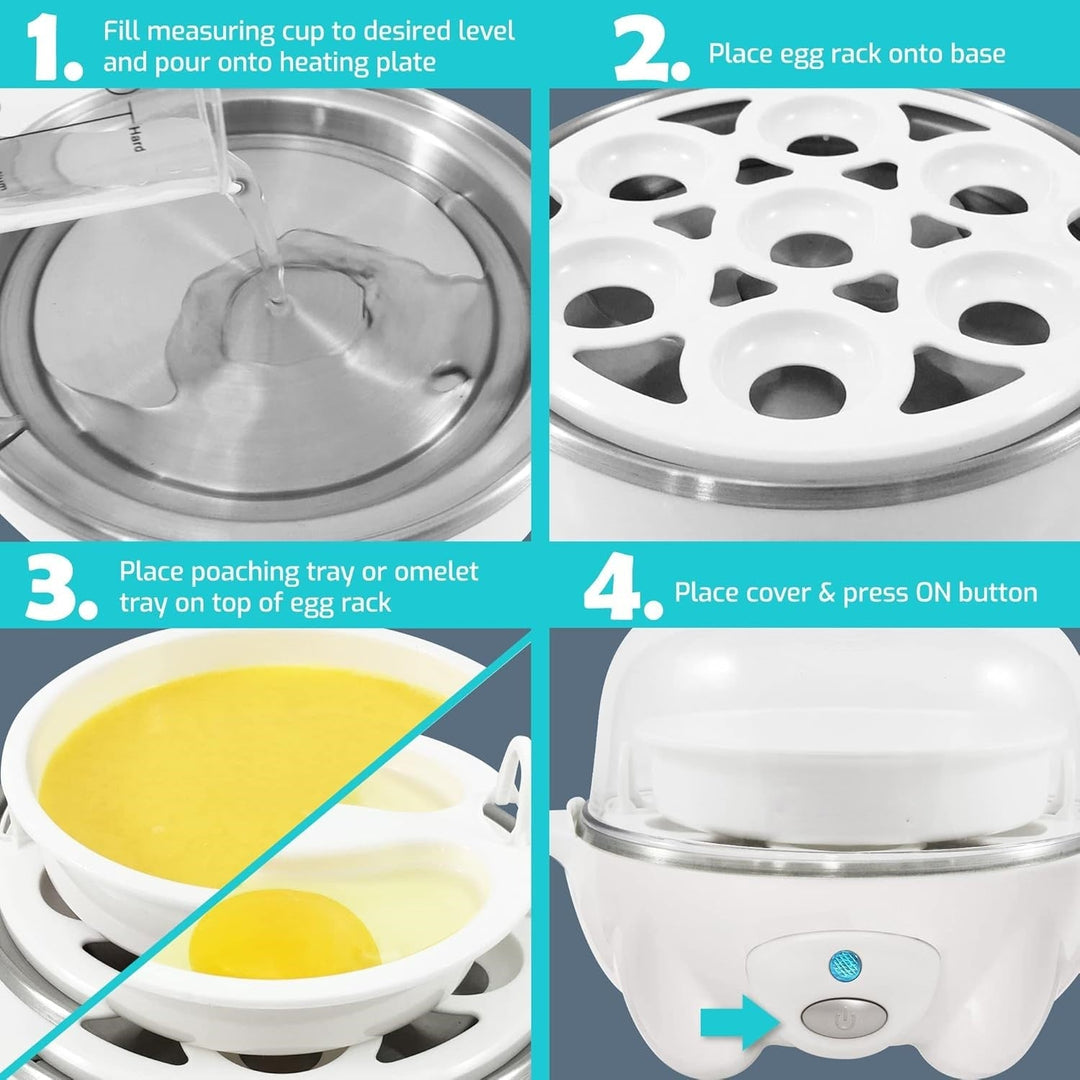 Cuiseur à Œufs Multifonctionnel pour 7 Œufs, Cuiseur Œuf Électrique avec Accessoires pour Omelettes et Œufs Pochés 8