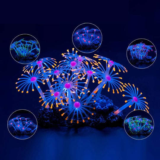 Décor d'Aquarium Fluorescent en Silicone pour Paysage Marin 1