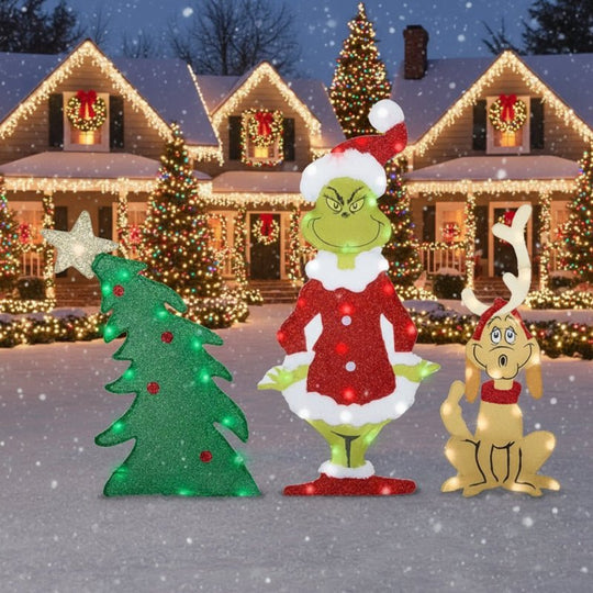 Décoration Jardin Grinch Festive avec Éclairage LED pour Extérieur 2