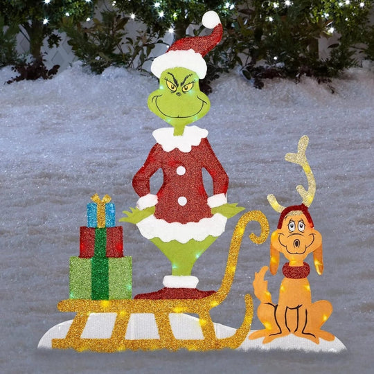 Décoration Jardin Grinch Festive avec Éclairage LED pour Extérieur 7