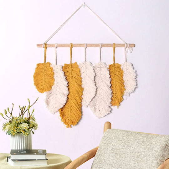 Décoration Murale Macramé Feuilles Style Bohème 1