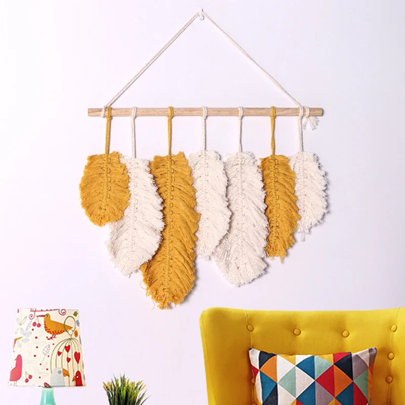 Décoration Murale Macramé Feuilles Style Bohème 2
