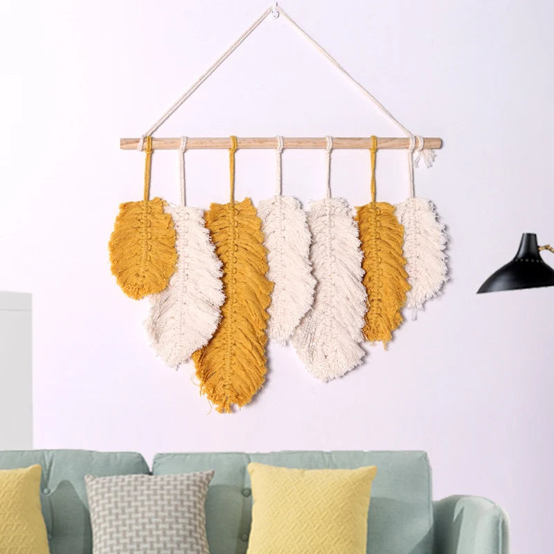 Décoration Murale Macramé Feuilles Style Bohème 3