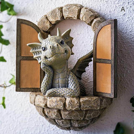 Décoration Murale Originale Dragon de Jardin Sculptée pour Extérieur 0