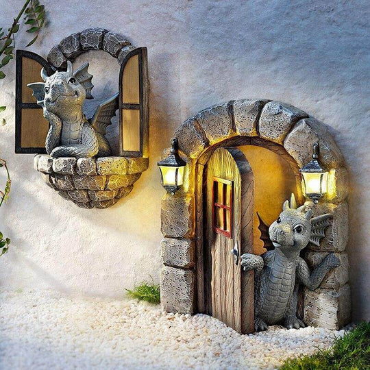 Décoration Murale Originale Dragon de Jardin Sculptée pour Extérieur 1