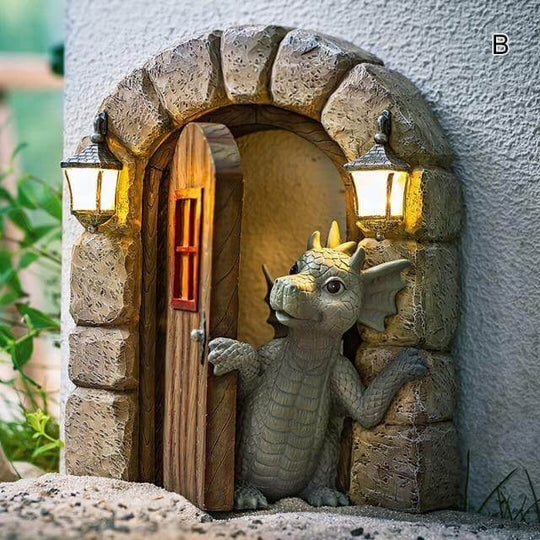 Décoration Murale Originale Dragon de Jardin Sculptée pour Extérieur 2