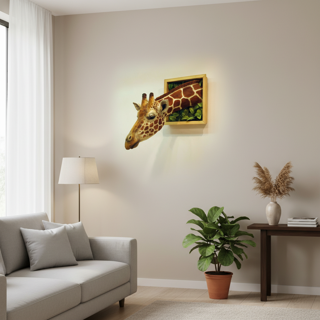 Décoration Murale Originale Tête de Girafe 3D pour Salon et Enfants 2