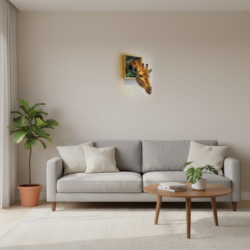 Décoration Murale Originale Tête de Girafe 3D pour Salon et Enfants 4