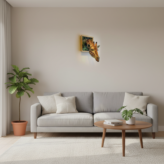 Décoration Murale Originale Tête de Girafe 3D pour Salon et Enfants 4