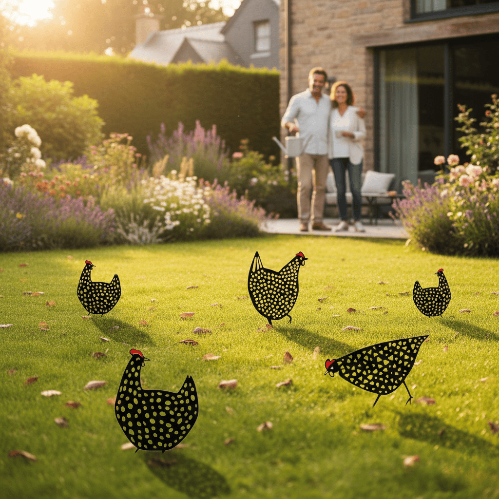 Décoration de Jardin en Métal Poulet Rustique 2