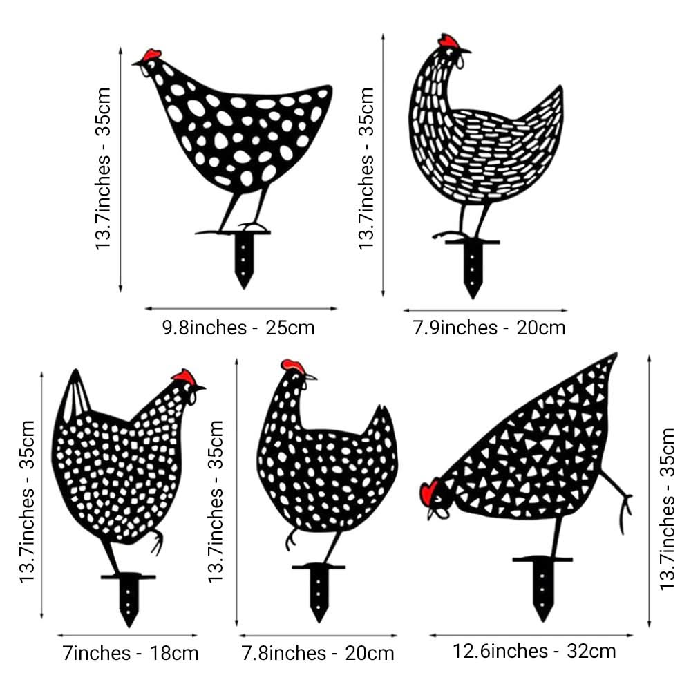 Décoration de Jardin en Métal Poulet Rustique 3