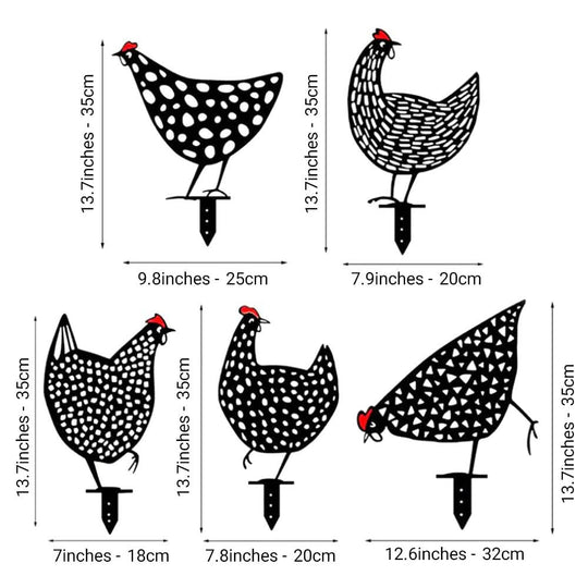 Décoration de Jardin en Métal Poulet Rustique 3