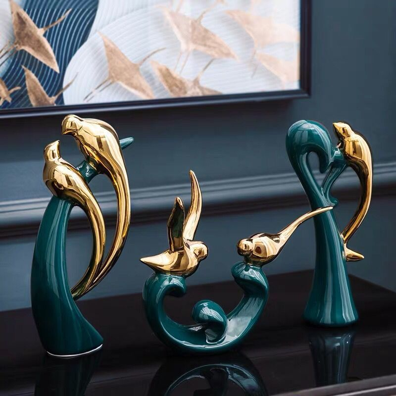Décoration en Céramique Oiseaux Romantiques 1