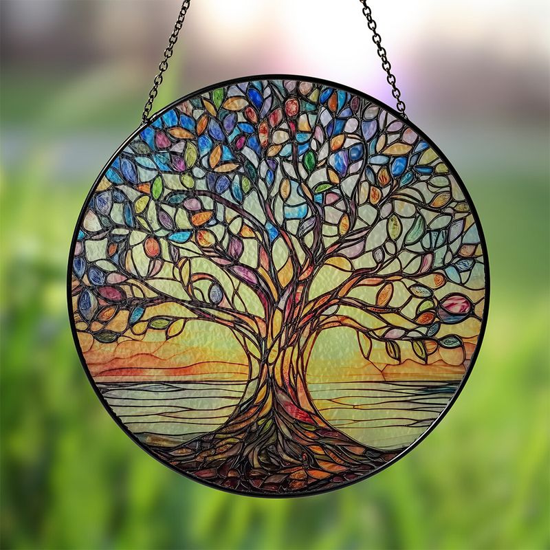 Décoration en Vitrail Arbre de Vie Artisanale 1
