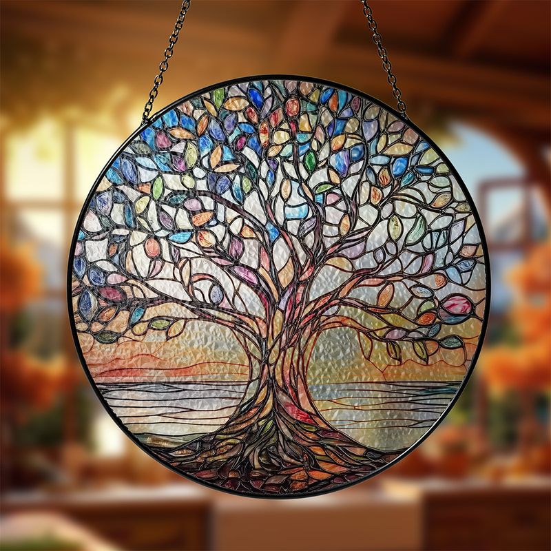 Décoration en Vitrail Arbre de Vie Artisanale 5