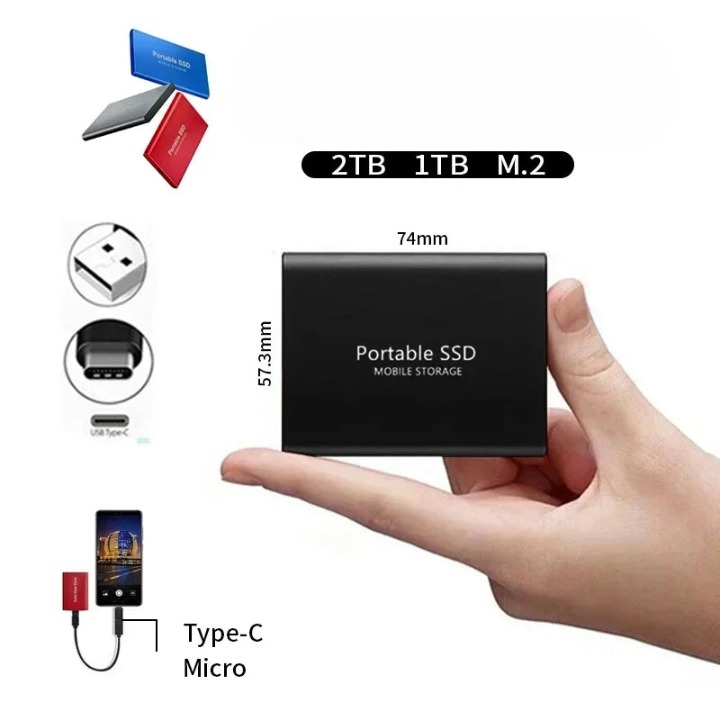 Disque Dur Externe SSD Portable Haute Vitesse 1 To 2 To USB-C Résistant aux Chocs 3