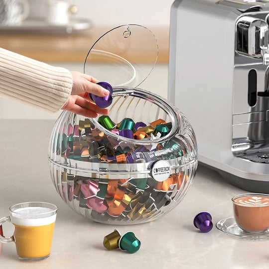 Distributeur Capsules Nespresso Sphérique Pratique avec Couvercle à Charnière 2