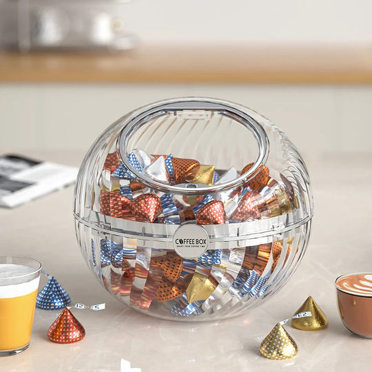 Distributeur Capsules Nespresso Sphérique Pratique avec Couvercle à Charnière 3